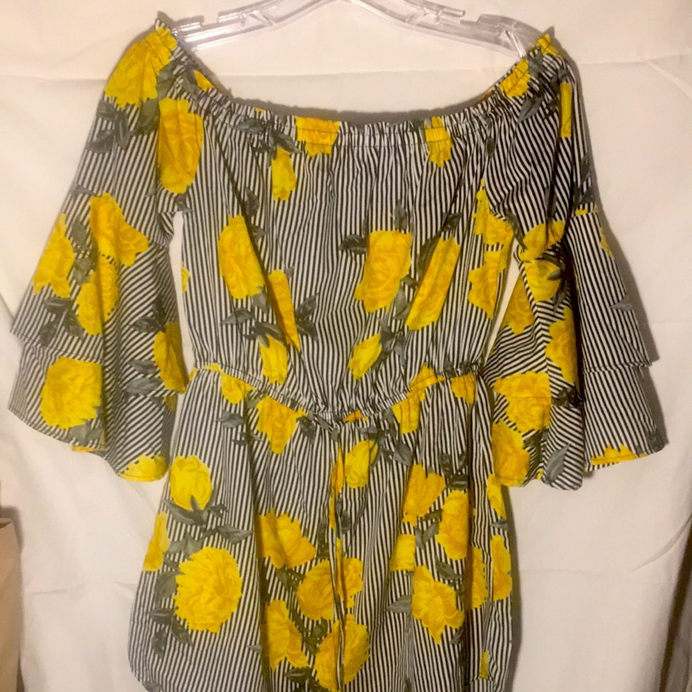 Yellow rose off the shoulder shirt  by blush